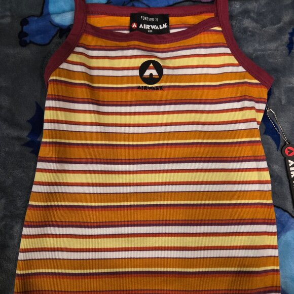 NWT Forever 21 x Airwalk Tank Top Stretch Striped Kids 13/14 - Picture 1 of 6